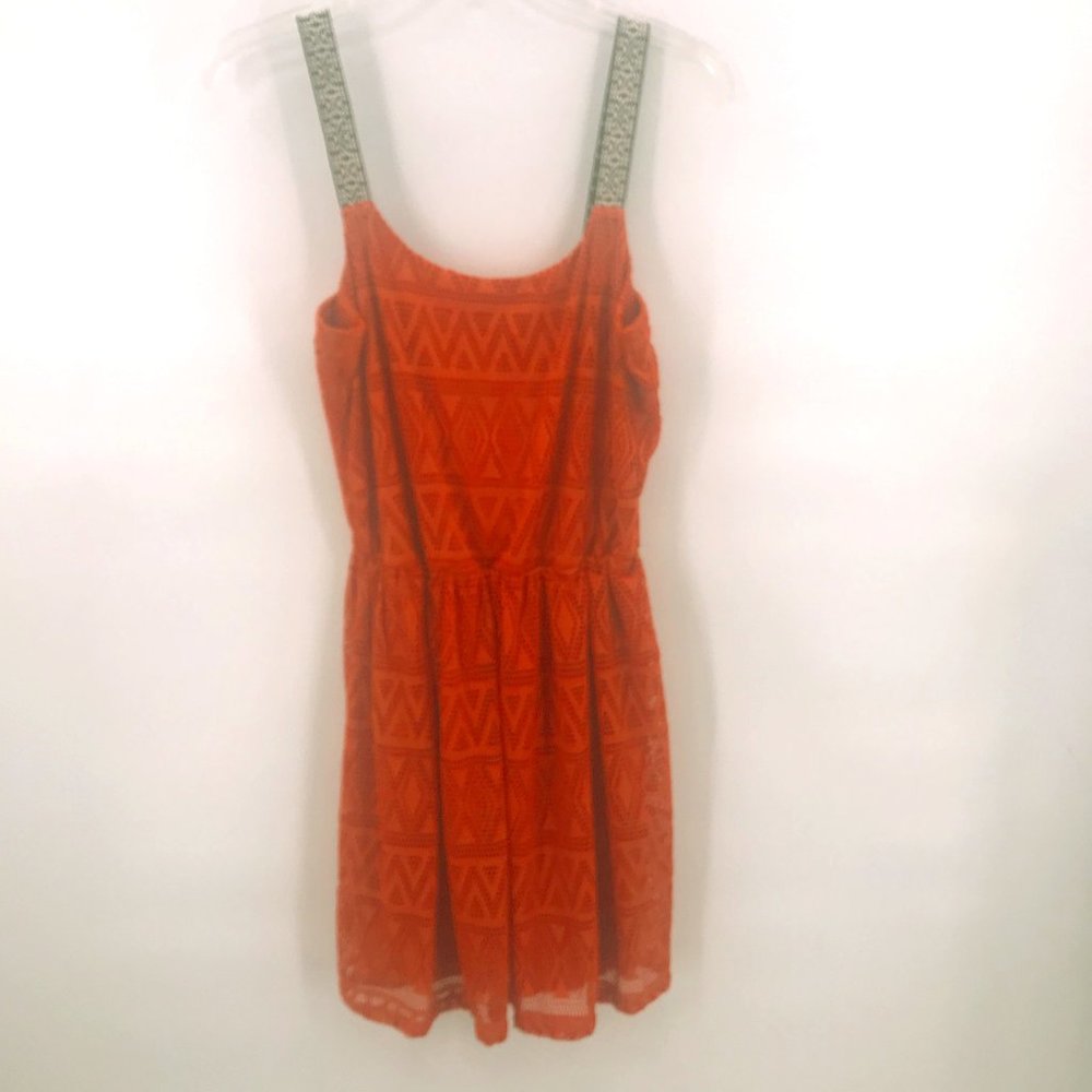 NWT 3 Pink Hearts orange woven dress